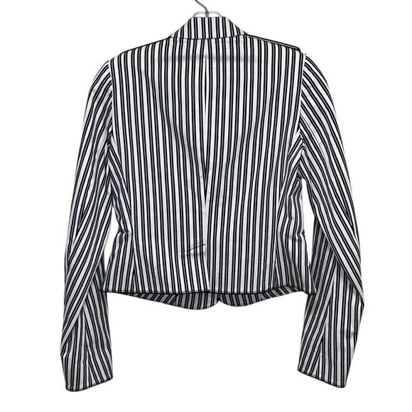 Club Monaco - Cropped Striped Blazer w/ Silver Buttons - Size 2, Black, White - Picture 11 of 17